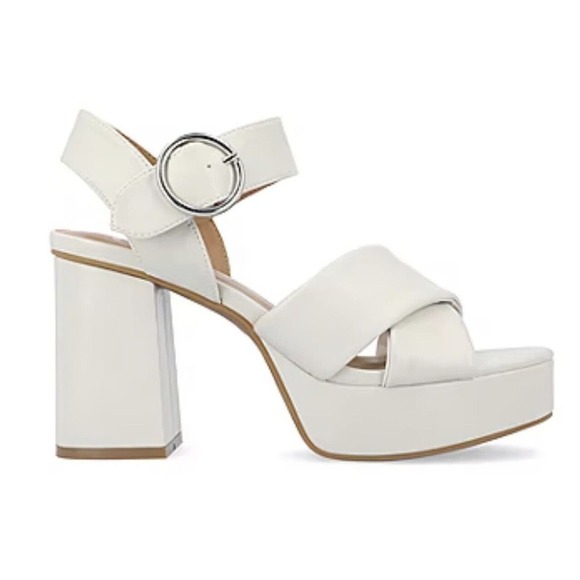Journee Collection Womens Akeely Foam Mid Heel Platform Sandals Sz 9.5 Note Flaw - Picture 2 of 16
